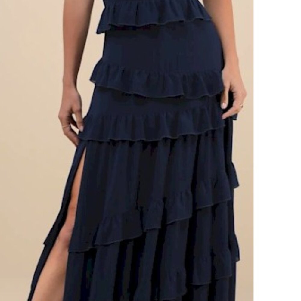 Lulu's Navy Blue Ruffled Maxi Dress - Picture 7 of 8